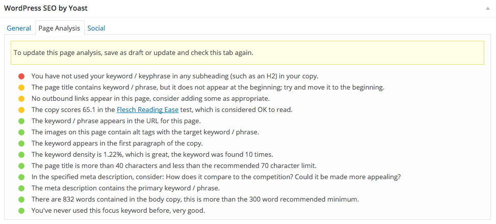 SEO Plugin Page Analysis
