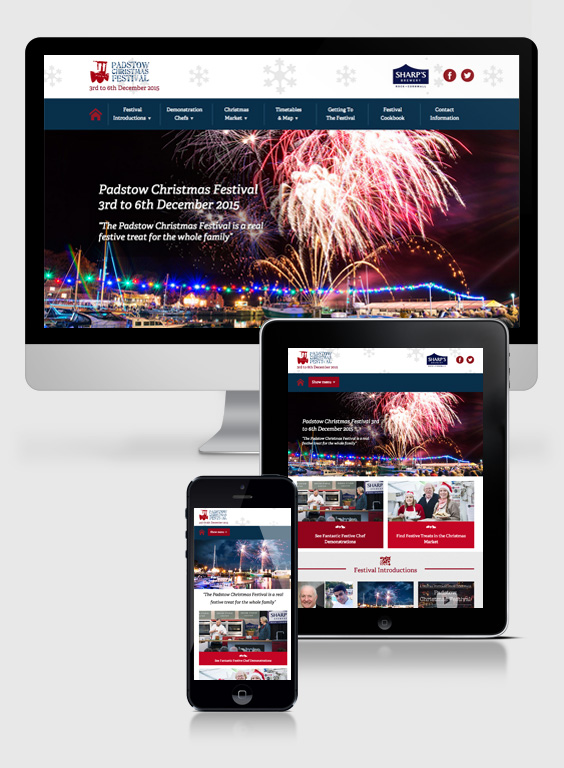 Padstow Christmas Festival Responsive Website Spread