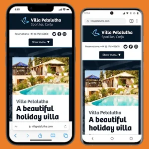 Holiday Villa WordPress Website displayed on an iPhone and a Samsung Galaxy