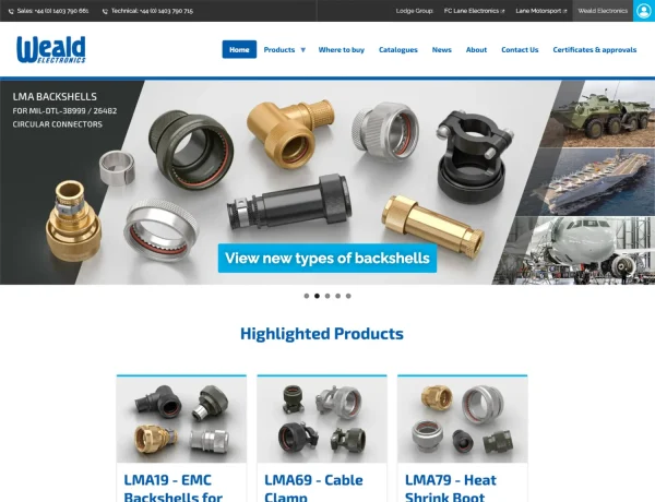 The home page of the Weald Electronics website